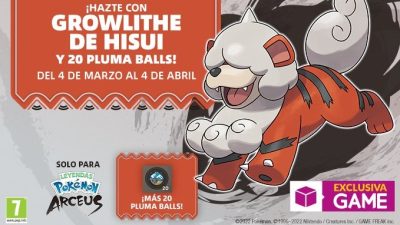 GAME ya permite reclamar el código de Growlithe de Hisui y 20 Pluma Balls en su web