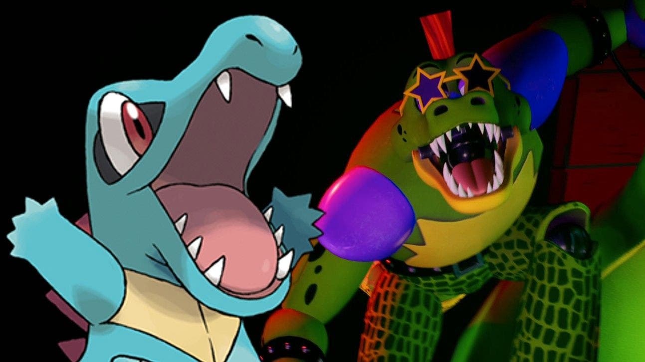 Este fan-art de Pokémon combina a Totodile con Montgomery Gator de Five Nights at Freddy’s