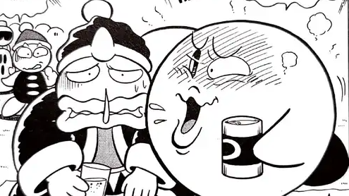 Kirby Manga Mania muestra a Kirby bebiendo y haciendo otras cosas peculiares