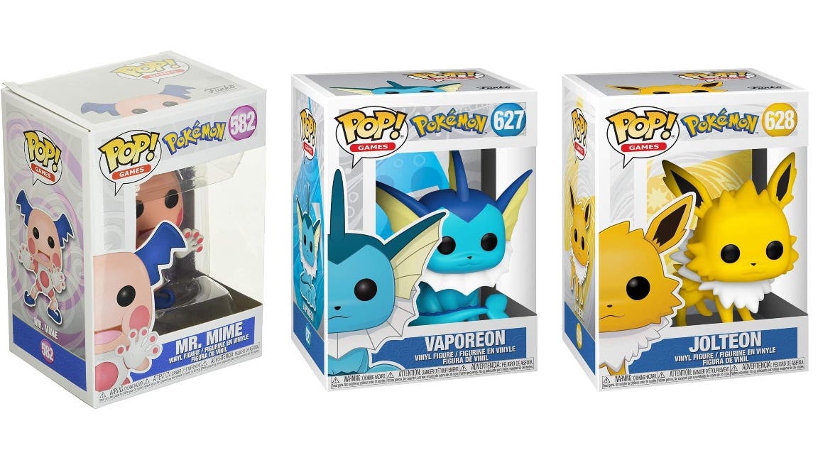 Así de bien lucen los Funko Pop! del Pokémon Vaporeon, Mr. Mime y Jolteon