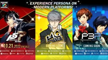 Persona 3 Portable, Persona 4 Golden y Persona 5 Royal llegan el 21 de octubre a Nintendo Switch