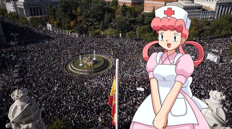 Pancarta de Pokémon en la manifestación por la Sanidad en Madrid se vuelve viral