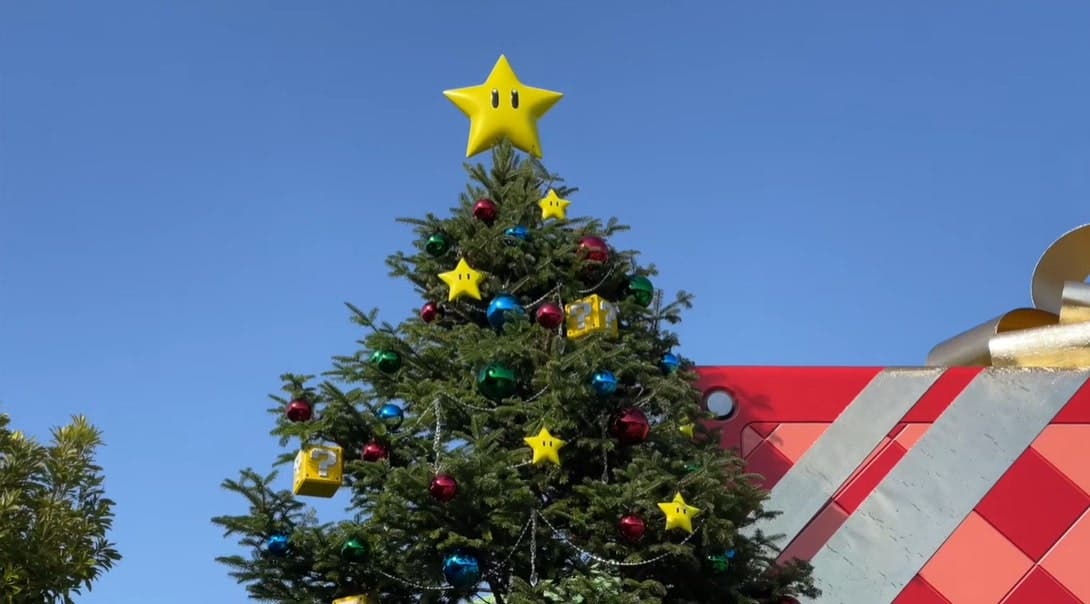 Un vistazo a la decoración navideña de Super Nintendo World en Universal Studios Japan