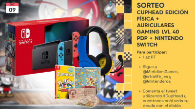 [Act.] ¡Sorteamos esta Nintendo Switch + Cuphead Edición Física + Auriculares Gaming LVL 40 PDP!
