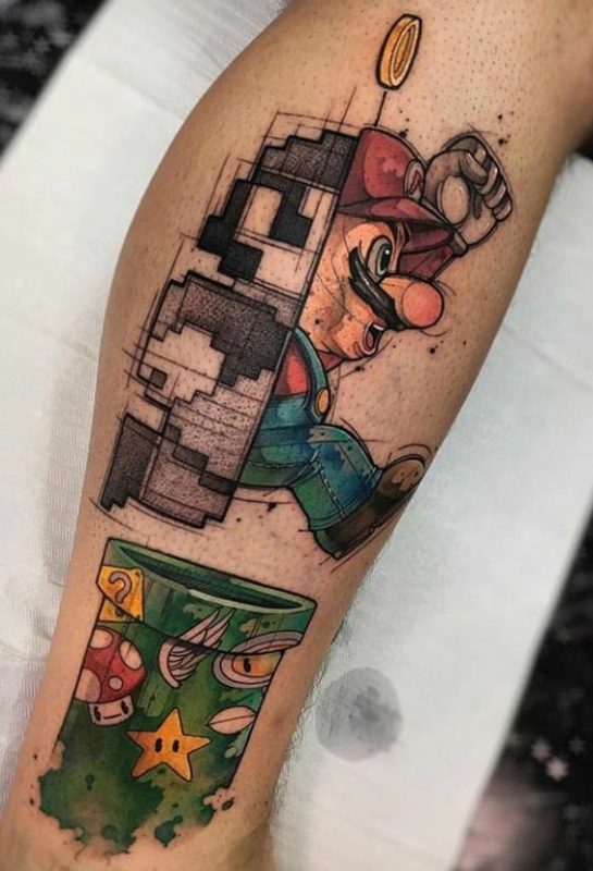 15 Ideas de Tatuajes de Super Mario que no te puedes perder