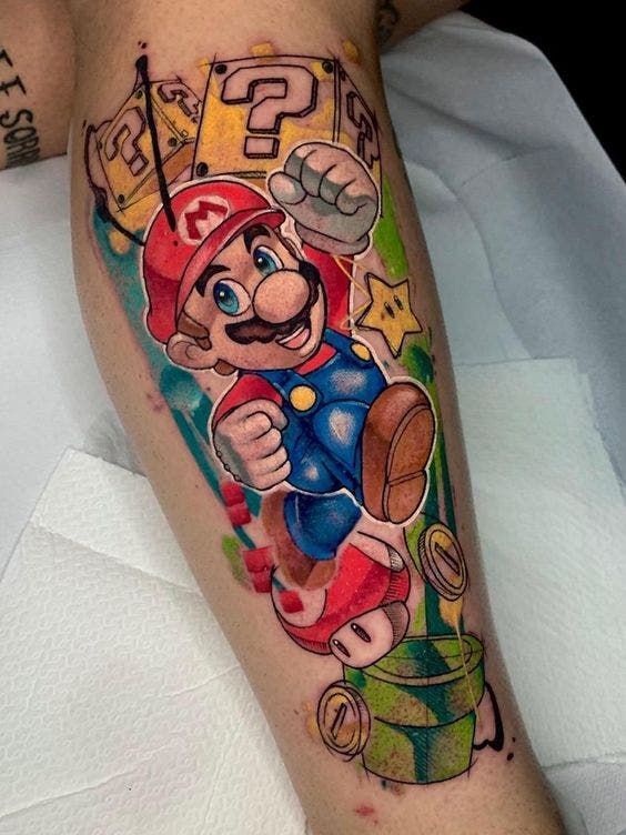 15 Ideas de Tatuajes de Super Mario que no te puedes perder