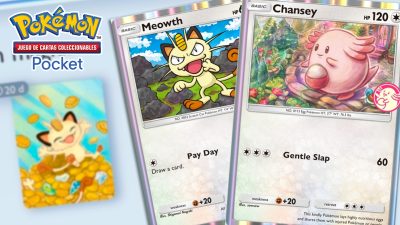 Elecciones mágicas Meowth y Chansey JCC Pokémon Pocket