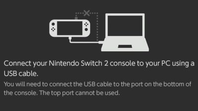 Nintendo Switch 2 solo permite conectar por abajo el cable USB para transferir capturas